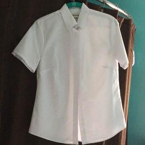 White short sleeve button down